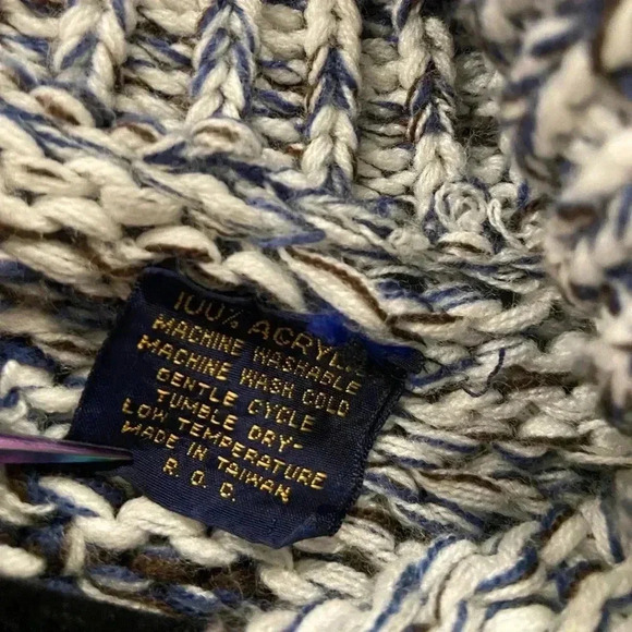 Anderson Little Nordic Ski Wooden Button Navy Blue Cowl Neck Cardigan Size L - Picture 9 of 12